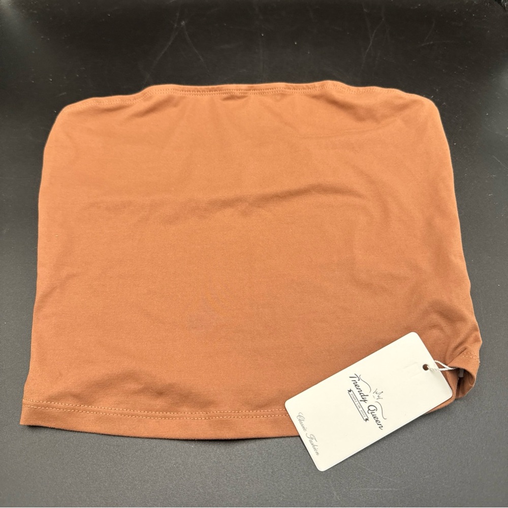 NWT Trendy Queen Women’s Stretchy Brown Bandeau Top Small
